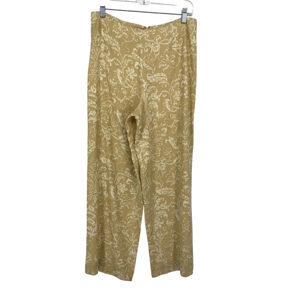 Tommy Bahama Pants Womens 10 Gold Jacquard Damask Floral Wide Leg High Rise